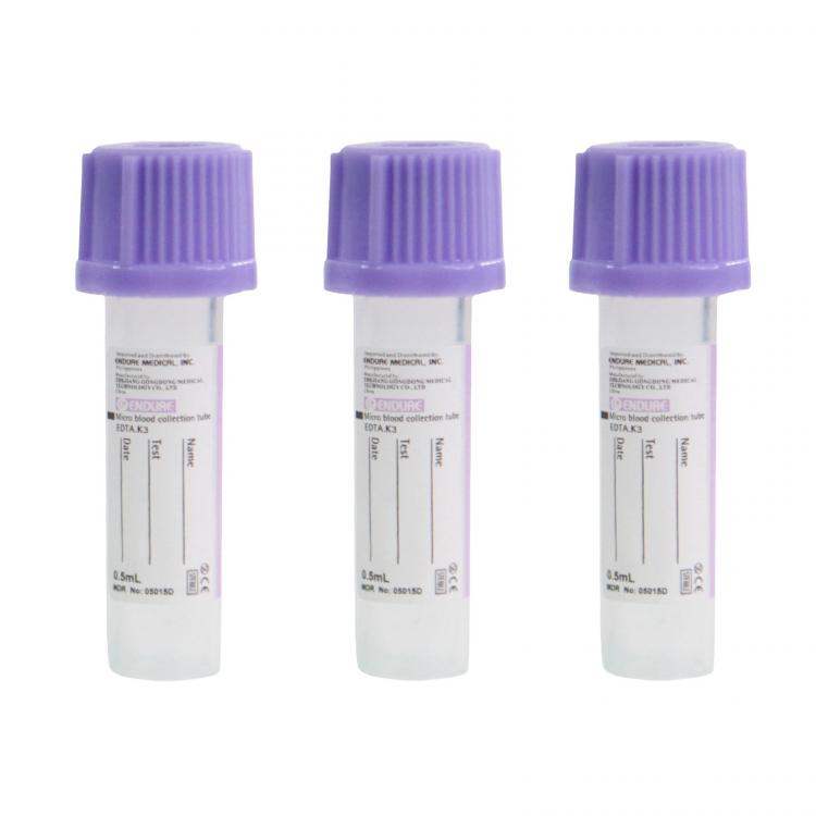 Micro Blood Collection Tube, Purple top EDTA K2, 0.5 ml PET Endure